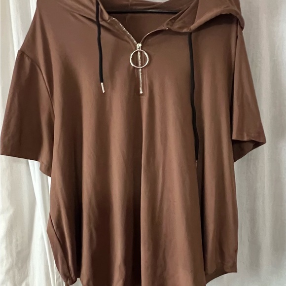 SHEIN Tops - Brown Hooded Women's Top